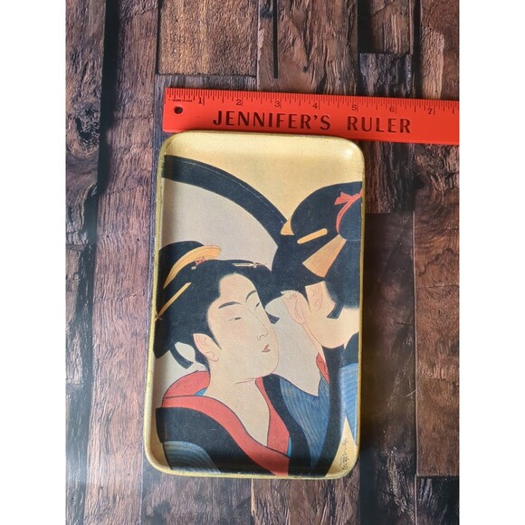 Vtg Japanese Ukiyo-e Geisha Catchall Tray 8x5 Kitagawa Utamaro‎ Art Decor Retro - Picture 5 of 8